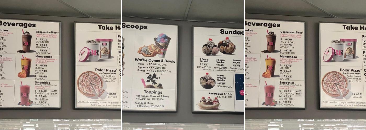 Baskin-Robbins Menu