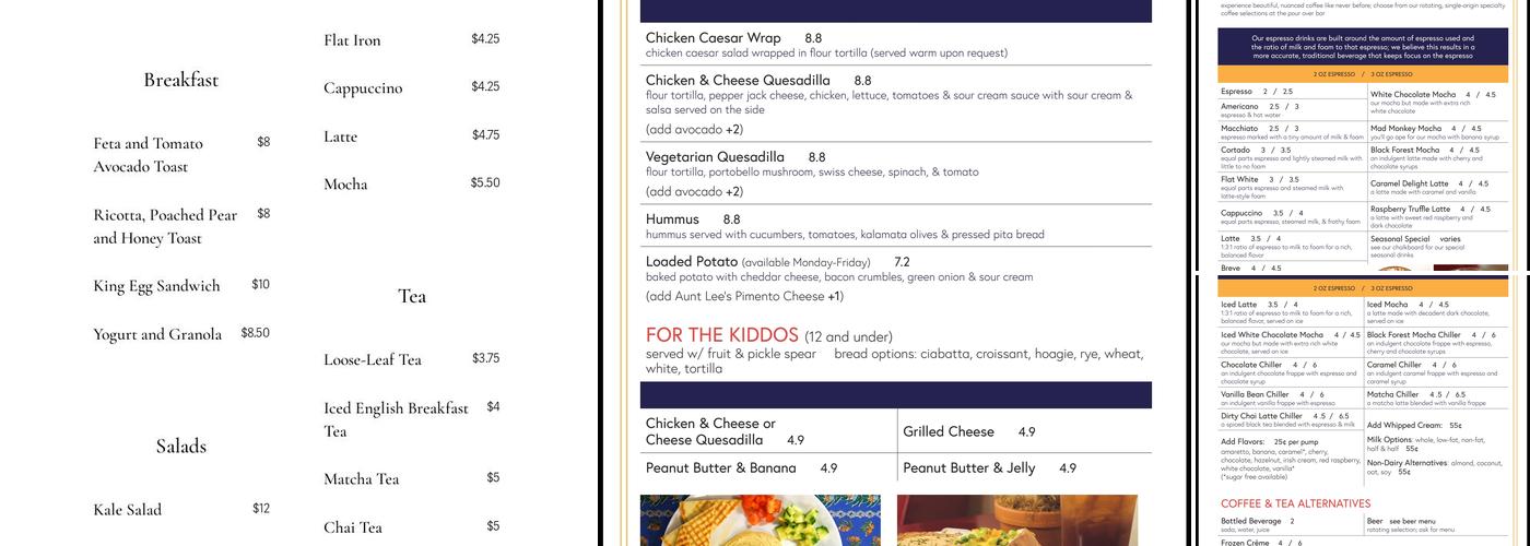 Lee’s Coffee & Tea Menu