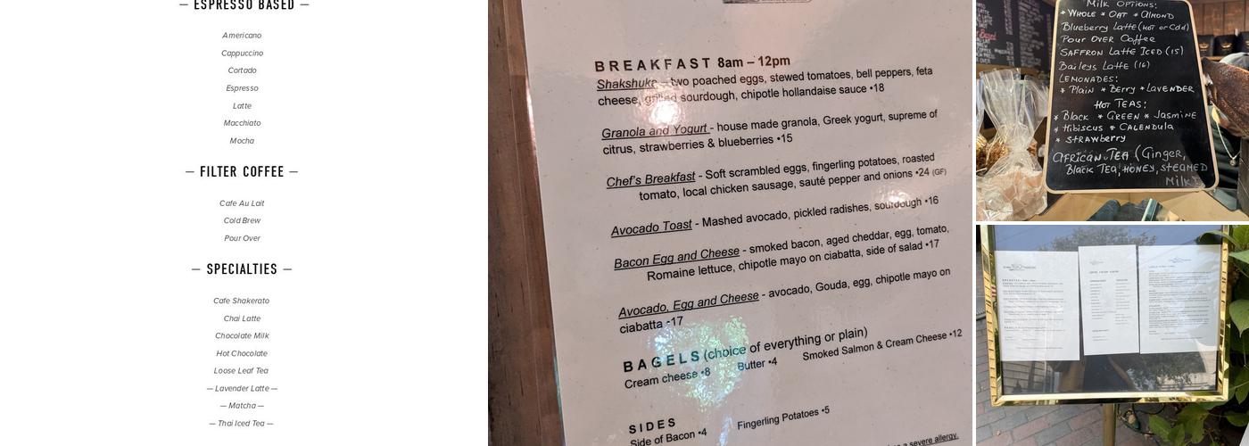 Behind the Bookstore Menu