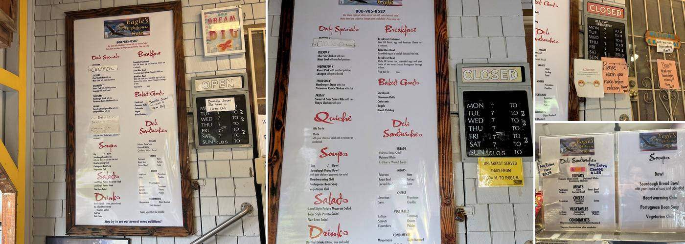 Eagle's Lighthouse Cafe Menu