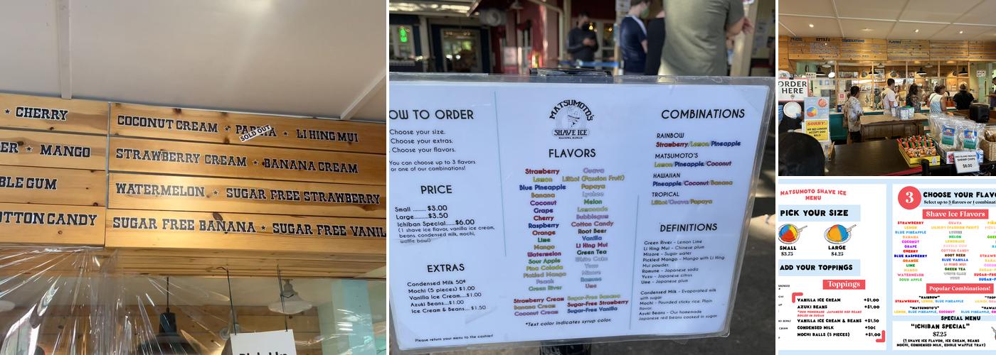 Matsumoto Shave Ice Menu