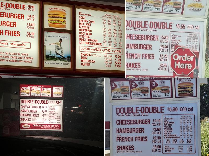 In-N-Out Burger Menu