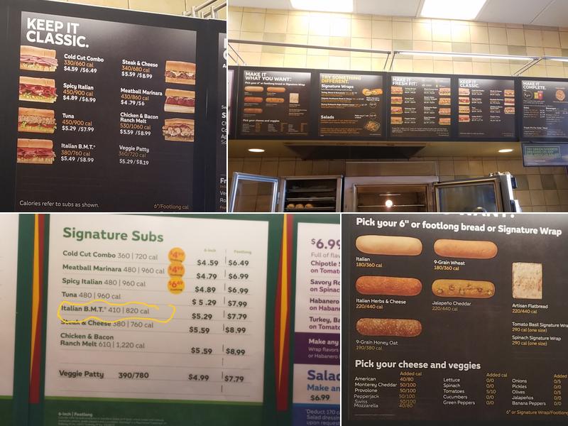 Subway Menu