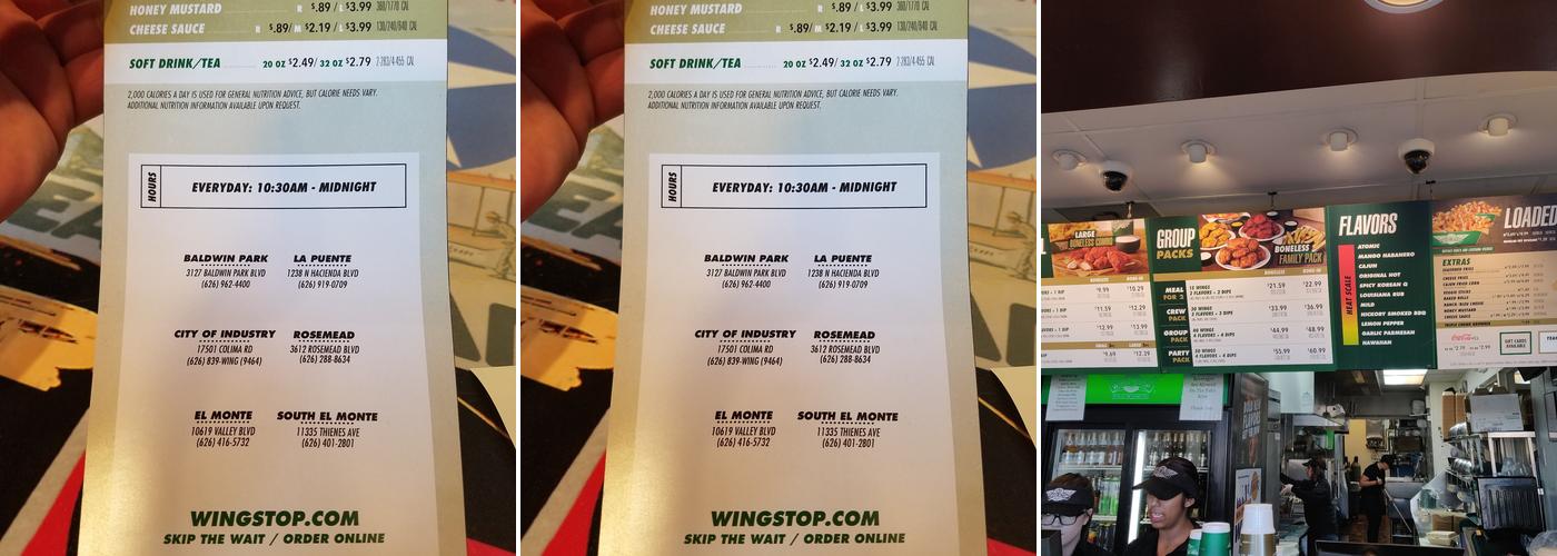 Wingstop Menu