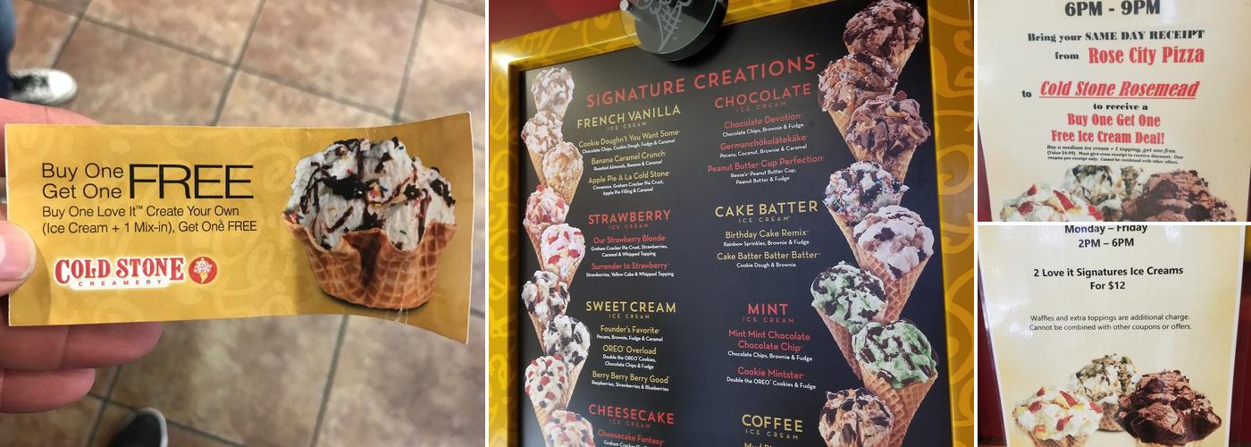 Cold Stone Creamery Menu