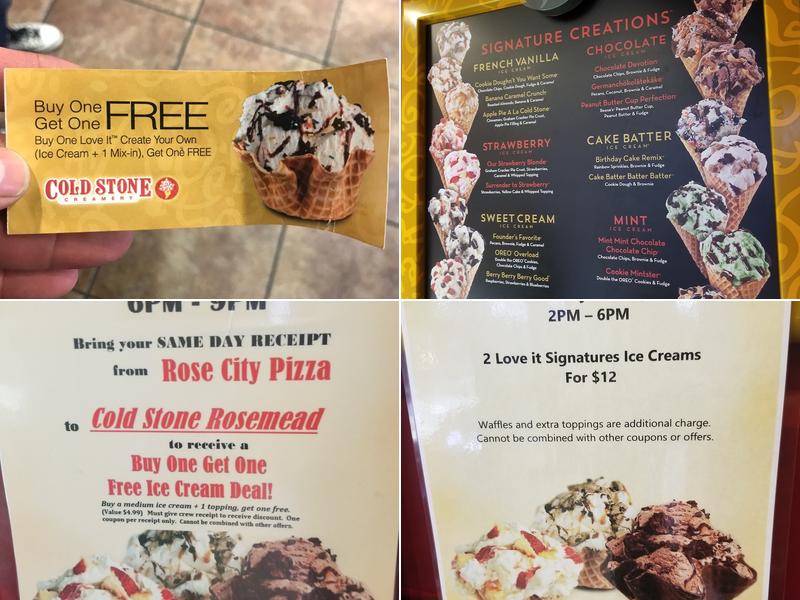Cold Stone Creamery Menu
