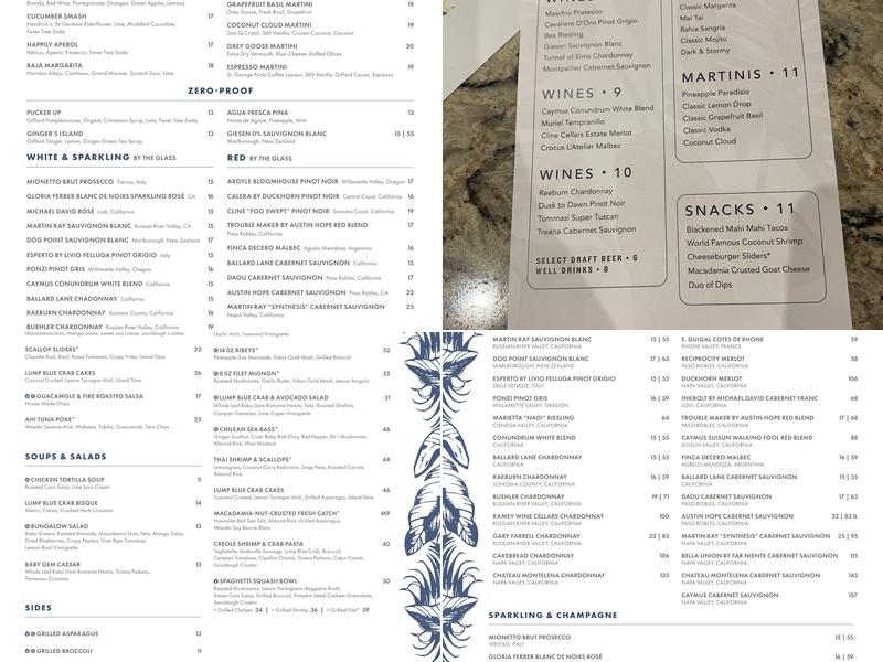 Tommy Bahama Restaurant, Bar & Store Menu