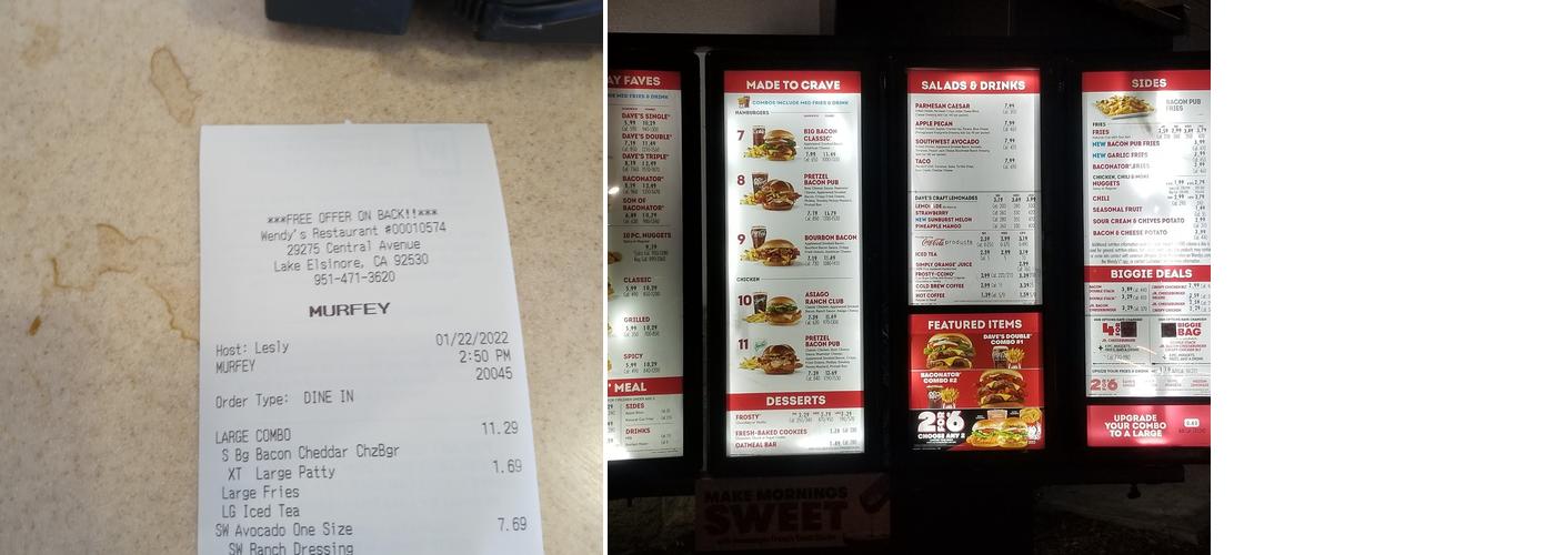 Wendy's Menu
