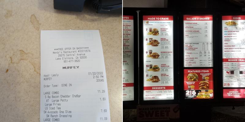 Wendy's Menu