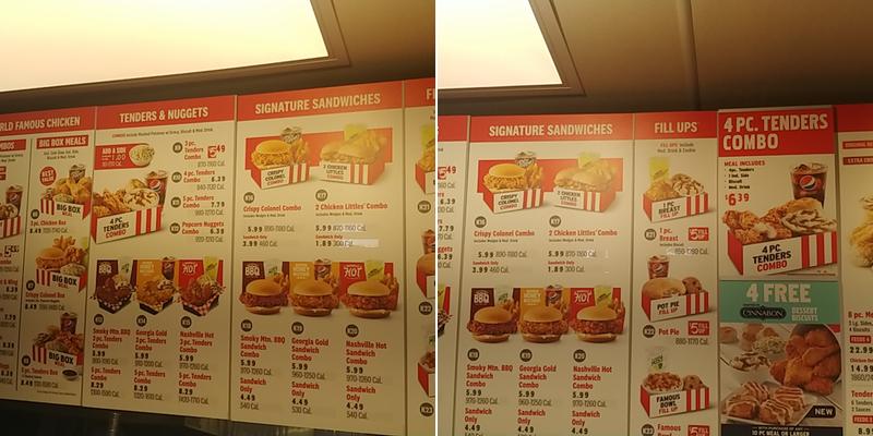 KFC Menu