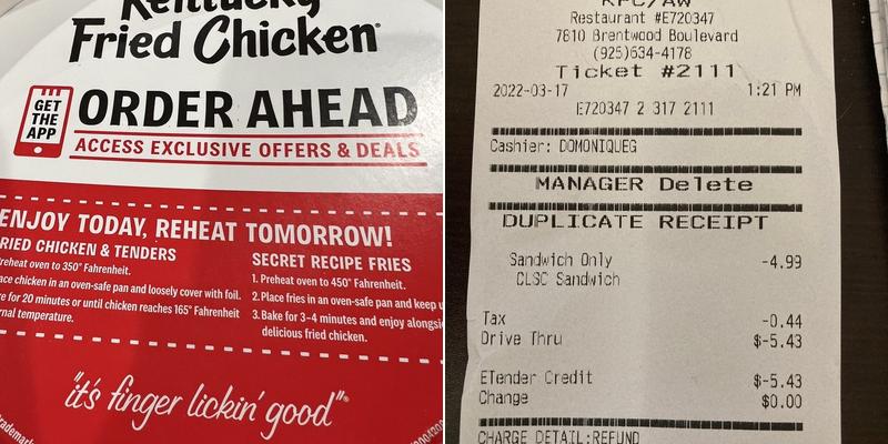 KFC Menu