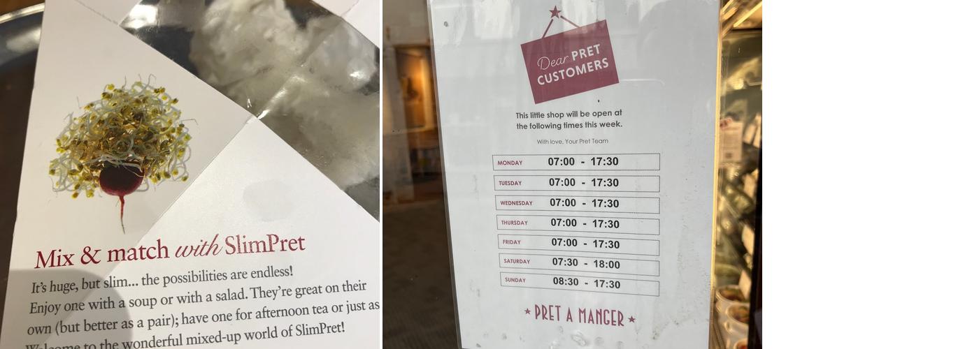 Pret A Manger Menu