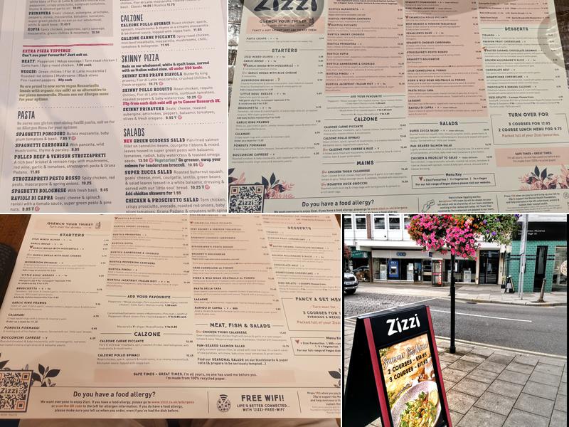 Zizzi - Guildford Menu