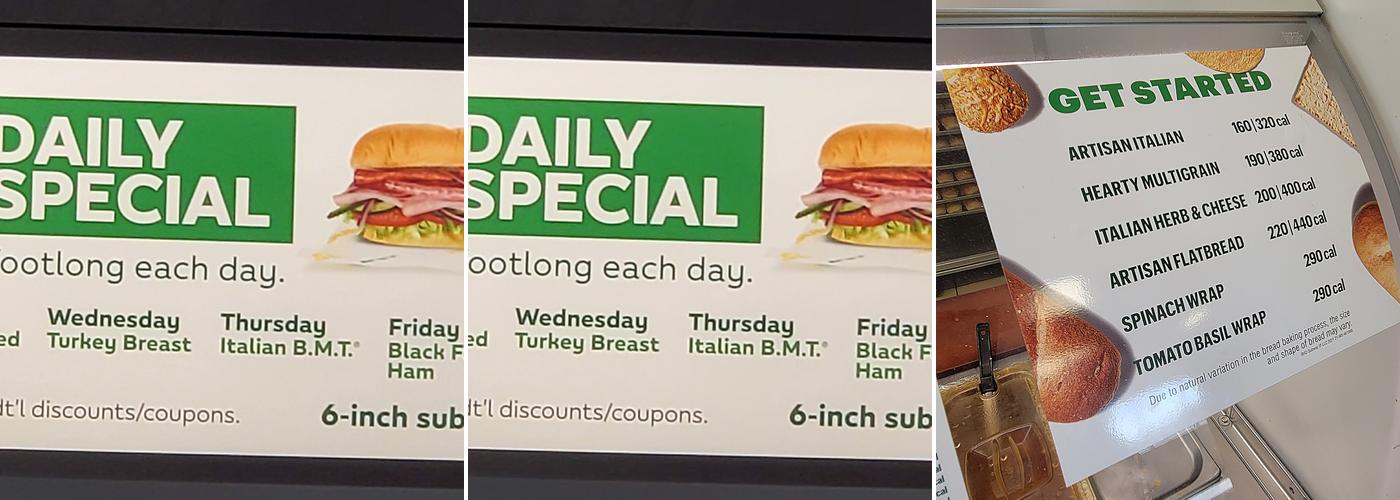 Subway Menu