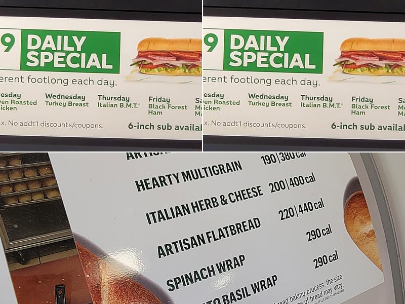 Subway Menu