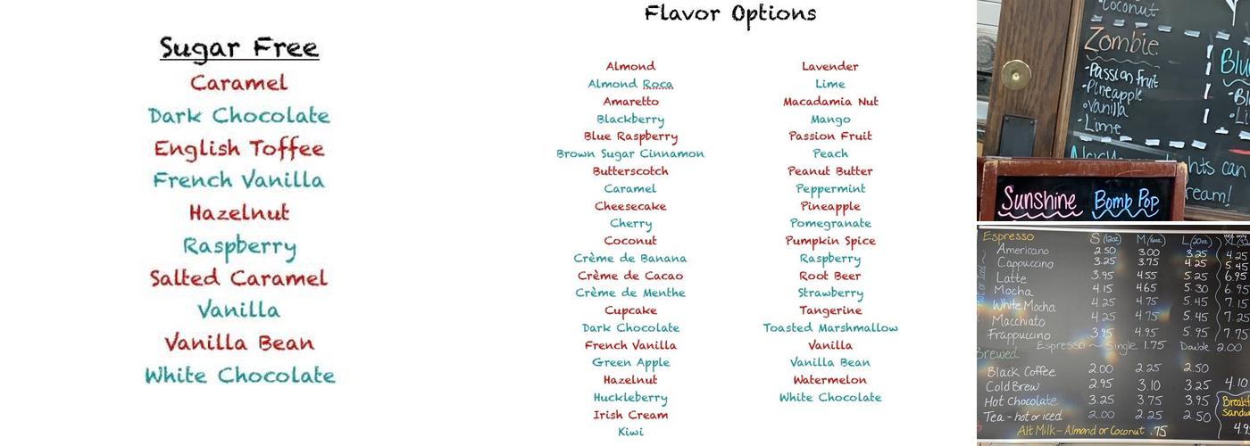 Red Moose Coffee Hus Menu