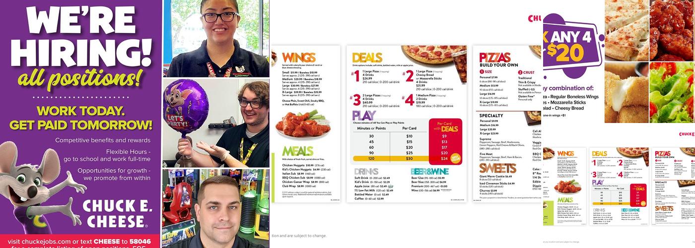 Chuck E. Cheese Menu