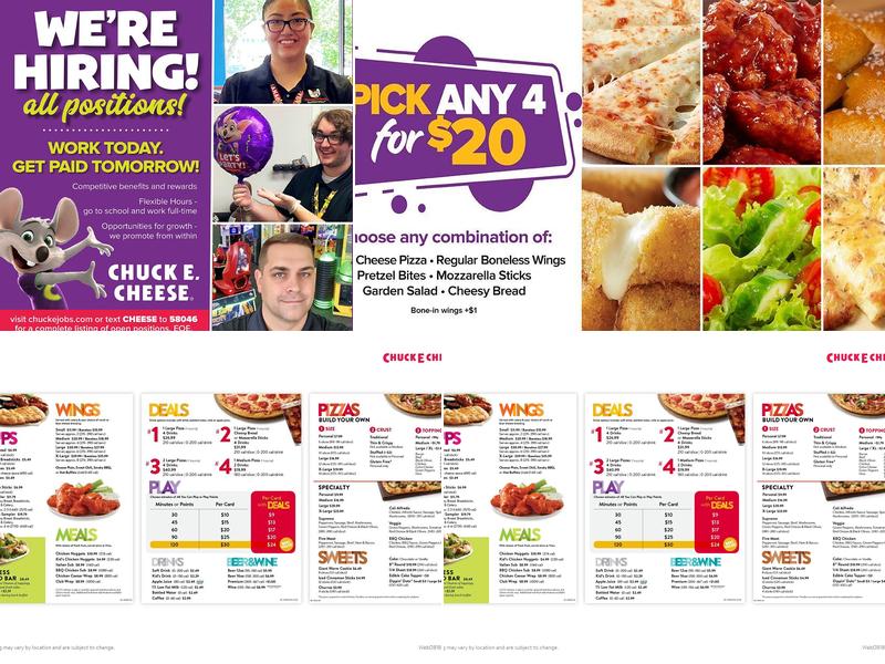 Chuck E. Cheese Menu