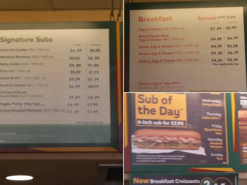 Subway Menu