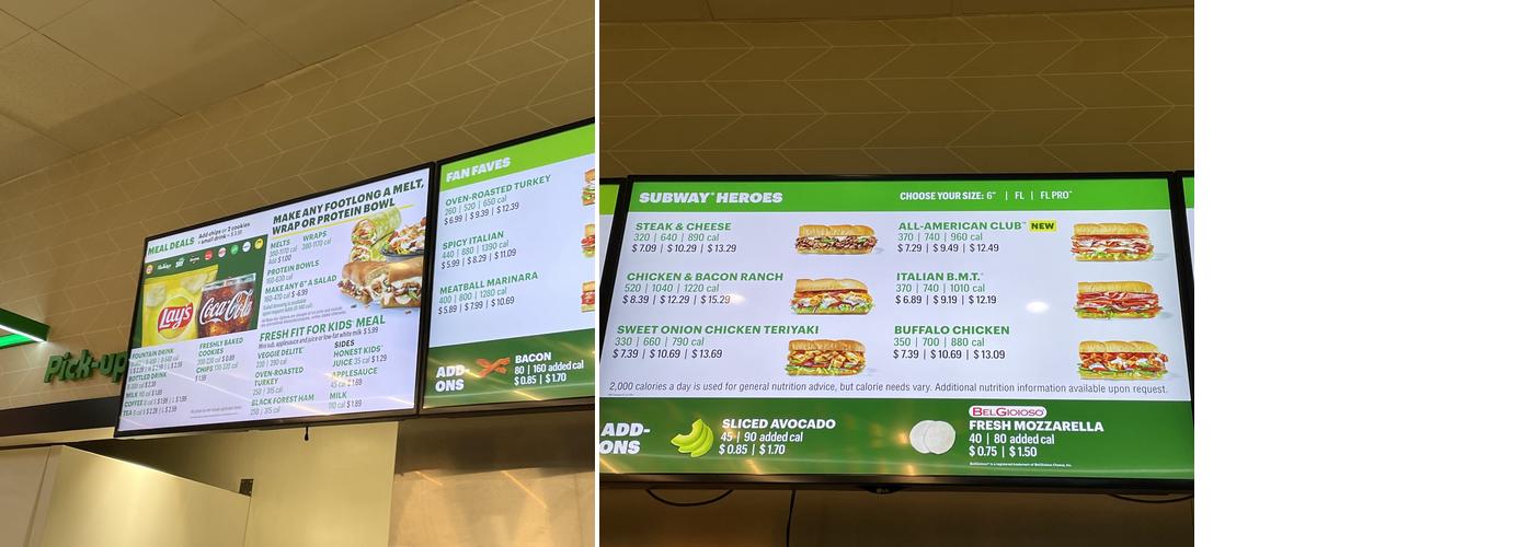 Subway Menu
