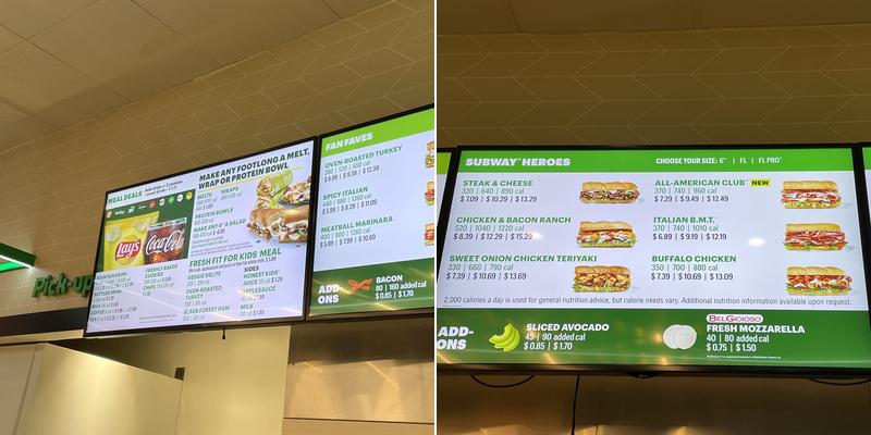 Subway Menu