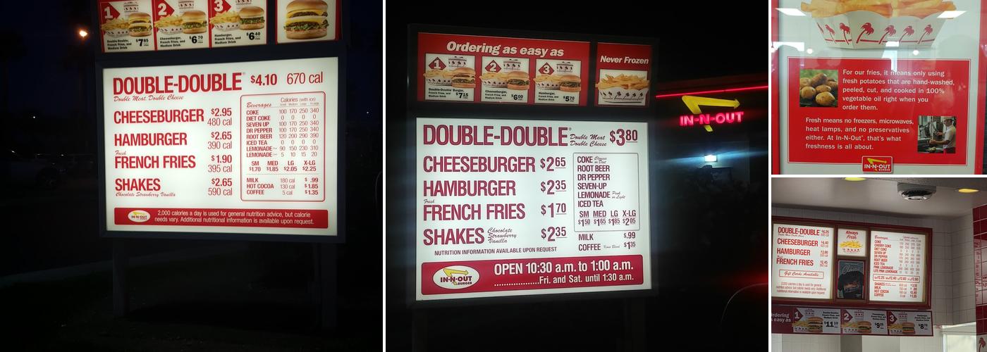 In-N-Out Burger Menu