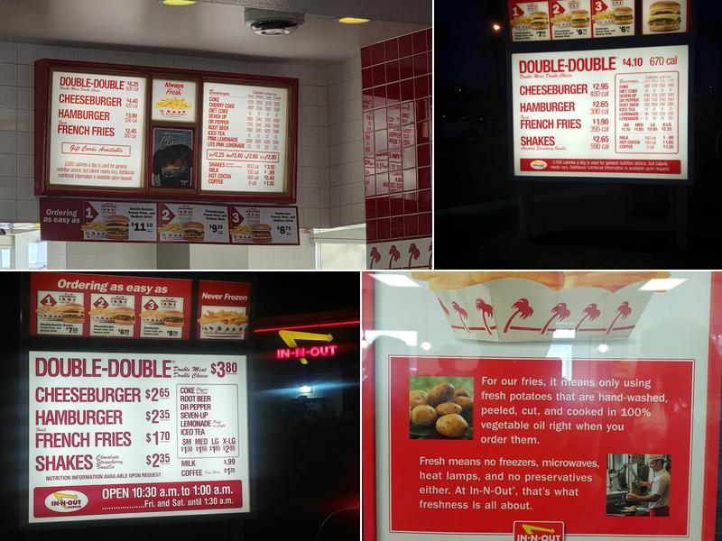 In-N-Out Burger Menu