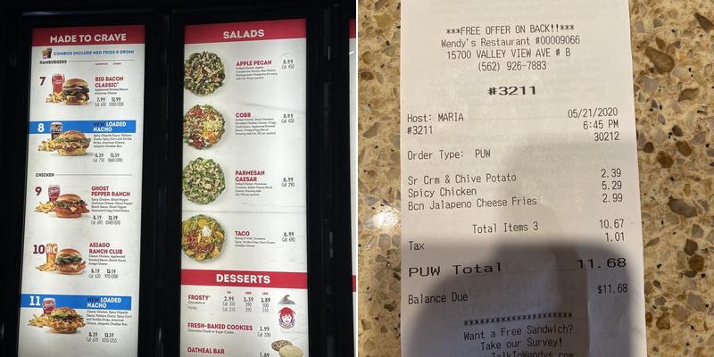 Wendy's Menu
