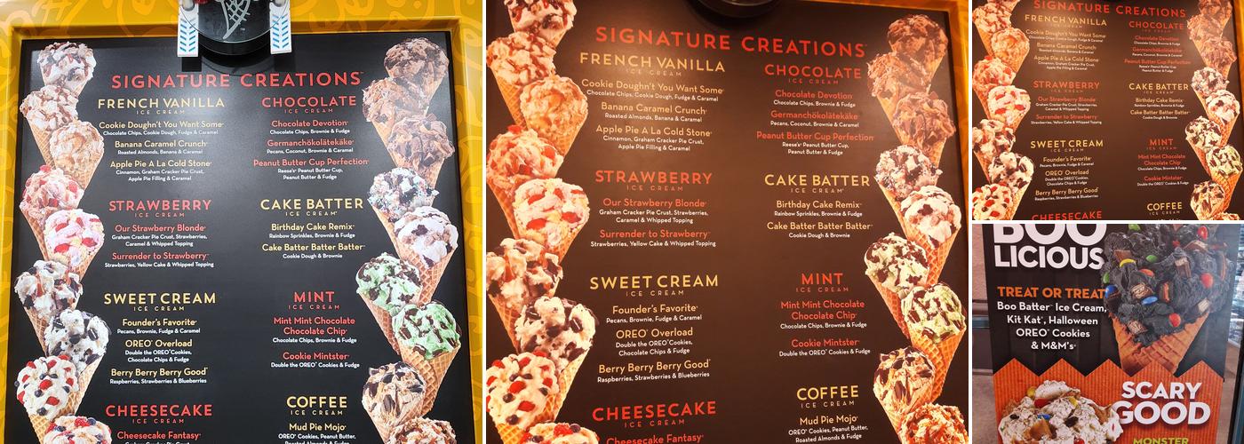 Cold Stone Creamery Menu