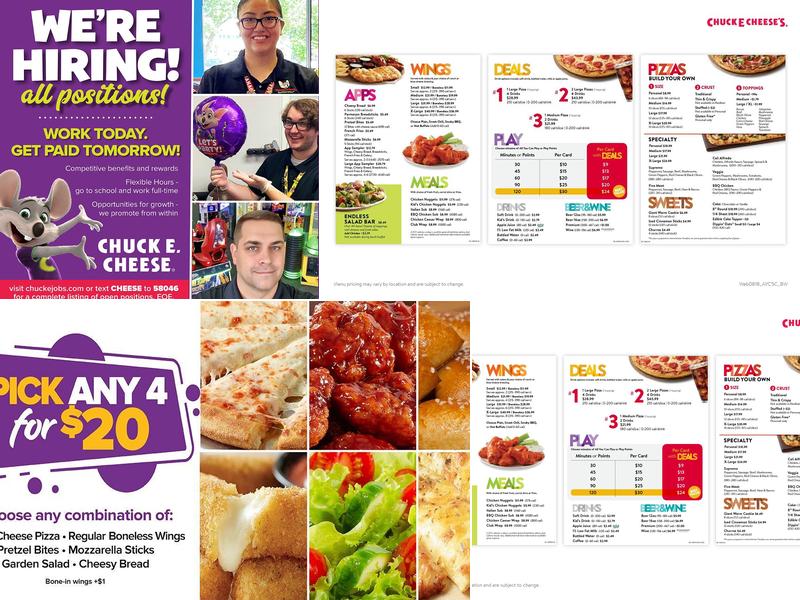 Chuck E. Cheese Menu