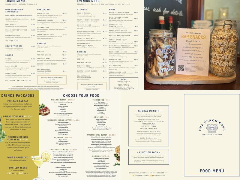 The Punch Bowl Menu