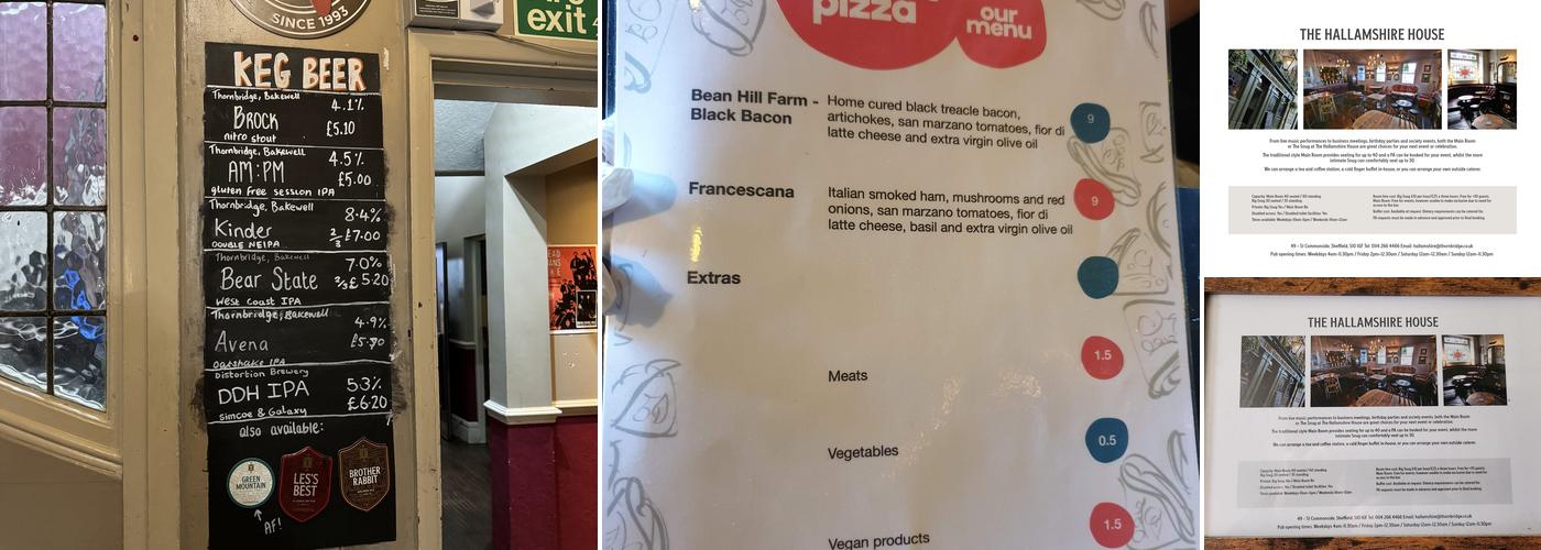 The Hallamshire House Menu