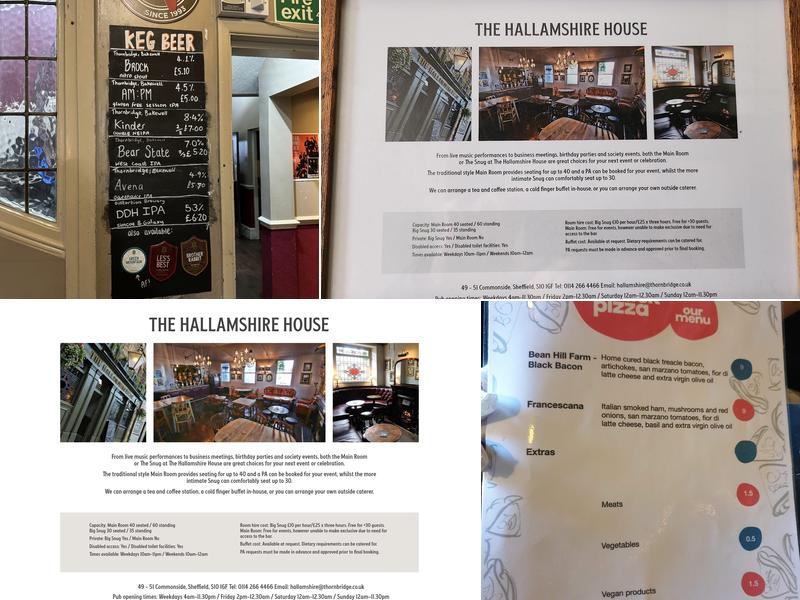 The Hallamshire House Menu