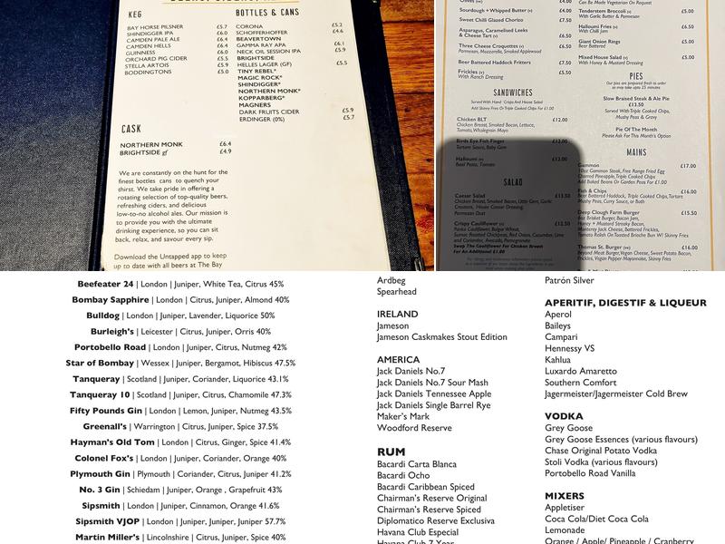 The Bay Horse Tavern Menu