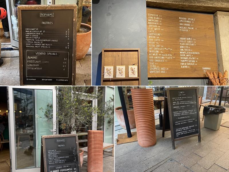 Pophams - London Fields Menu