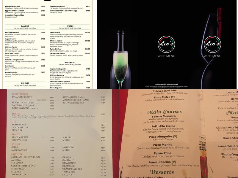 Leo's Bar & Grill Restaurant Menu
