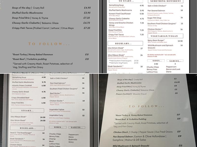 The Head O The Road Menu