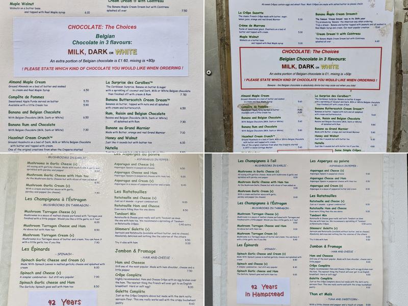 La Crêperie de Hampstead Menu