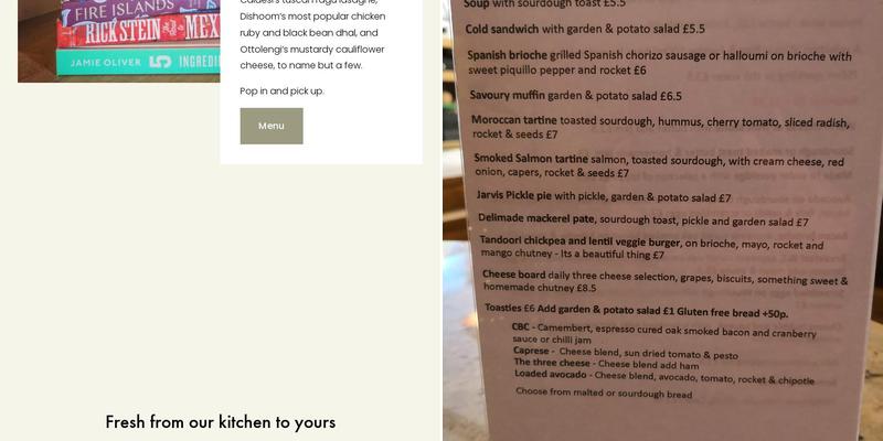 Scotts of Alnmouth Menu