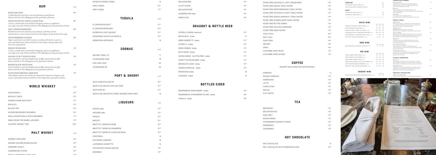 Brasserie Abode Menu