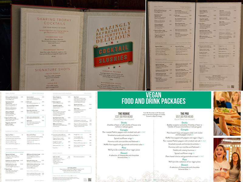 Flight Club Manchester Menu