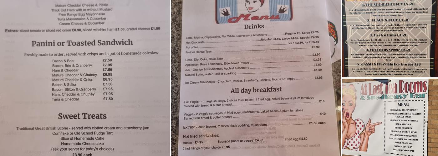 At Last Tea Rooms & Speakeasy Wine Bar Menu