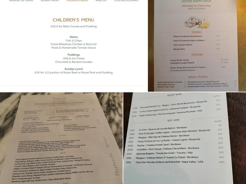 Sam's Riverside Menu