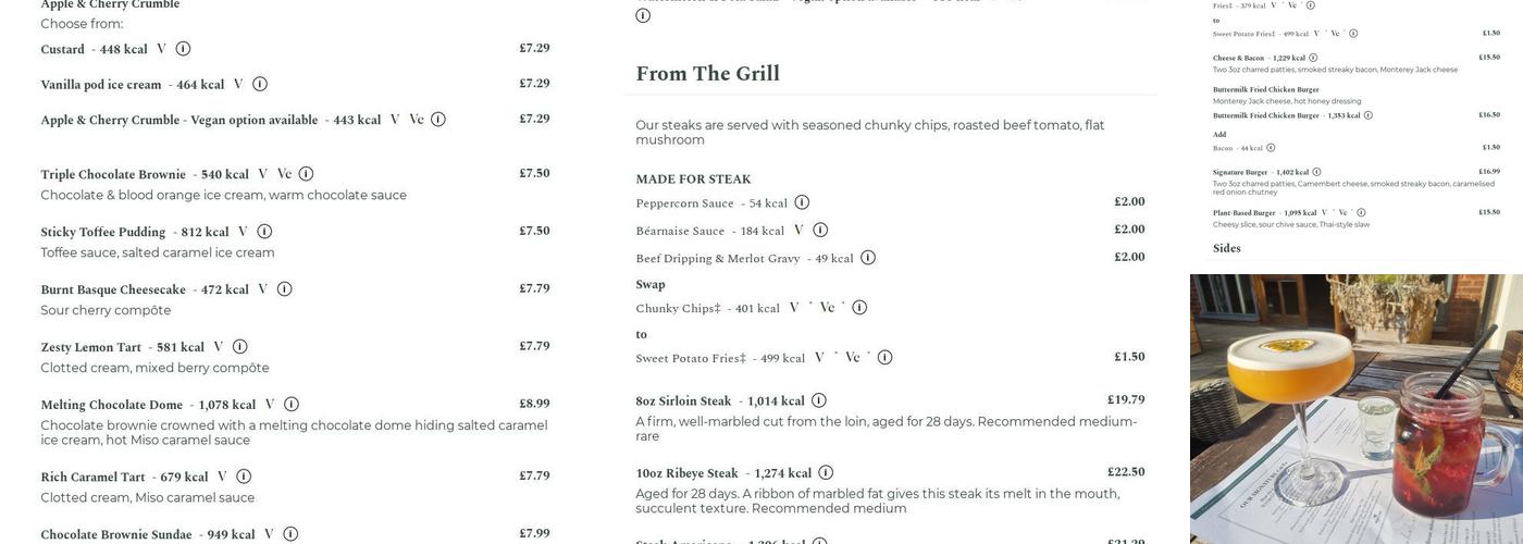 Oakingham belle Menu
