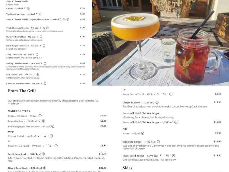 Oakingham belle Menu