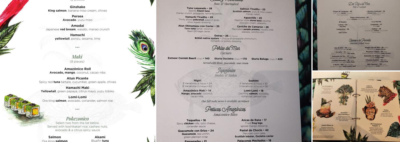 Amazonico London Menu