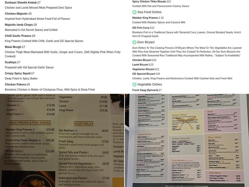 Gurkha Durbaar Peterborough Menu