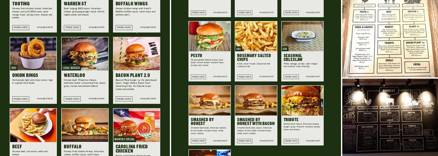 Honest Burgers Covent Garden Menu