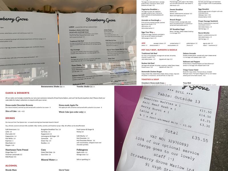 Strawberry Grove Marlow Menu