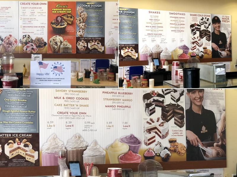 Cold Stone Creamery Menu